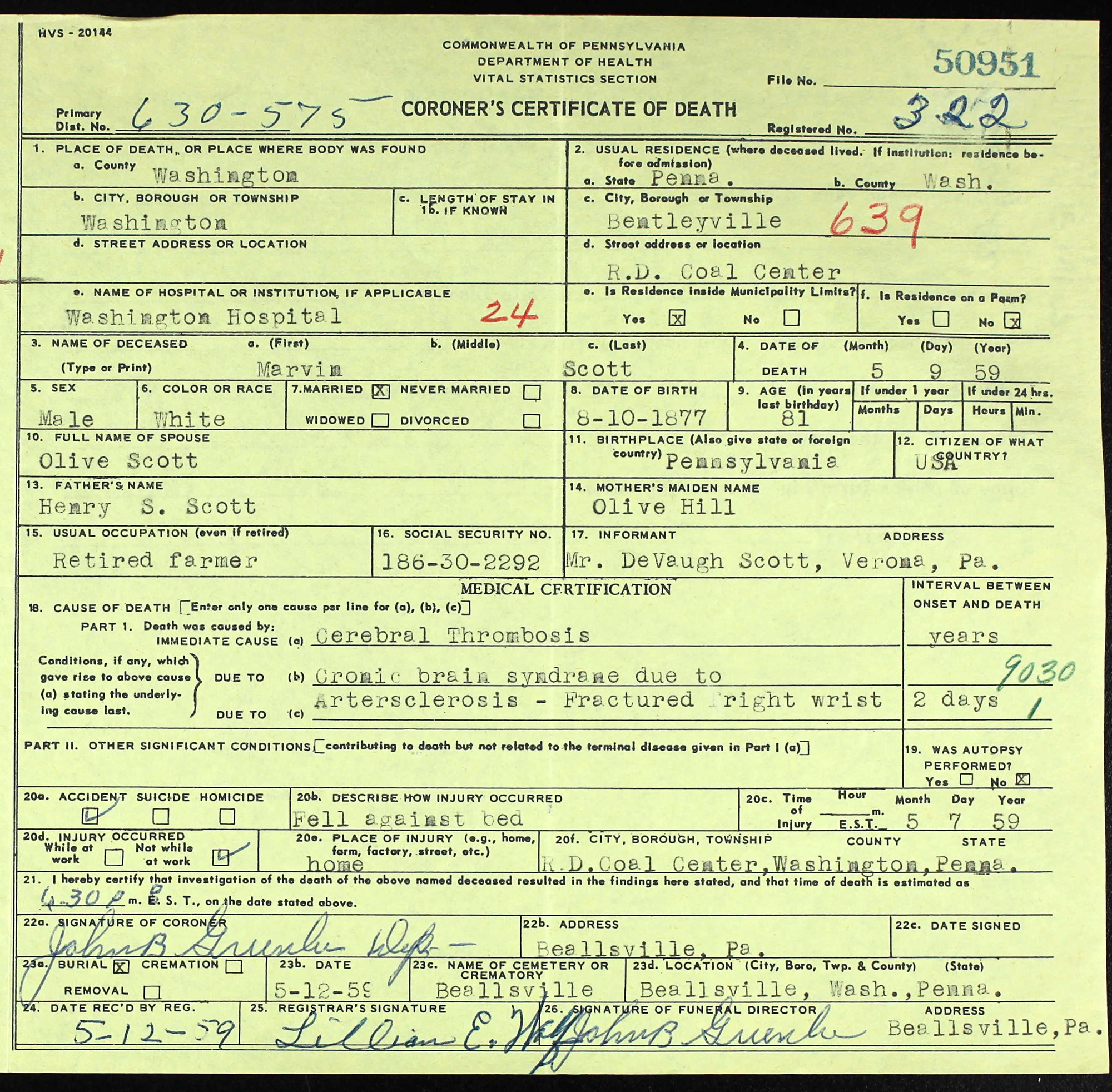 death certificate